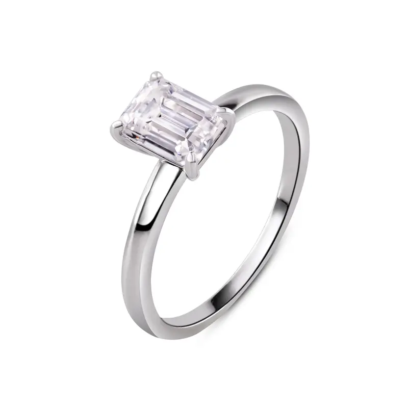 1-Carat Baguette Moissanite Engagement Ring – Rhodium-Plated 925 Silver 1