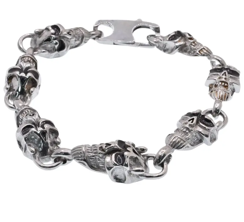 11.3Mm Black Enamel Skull Bracelet – Stainless Steel – Ssb00205 1