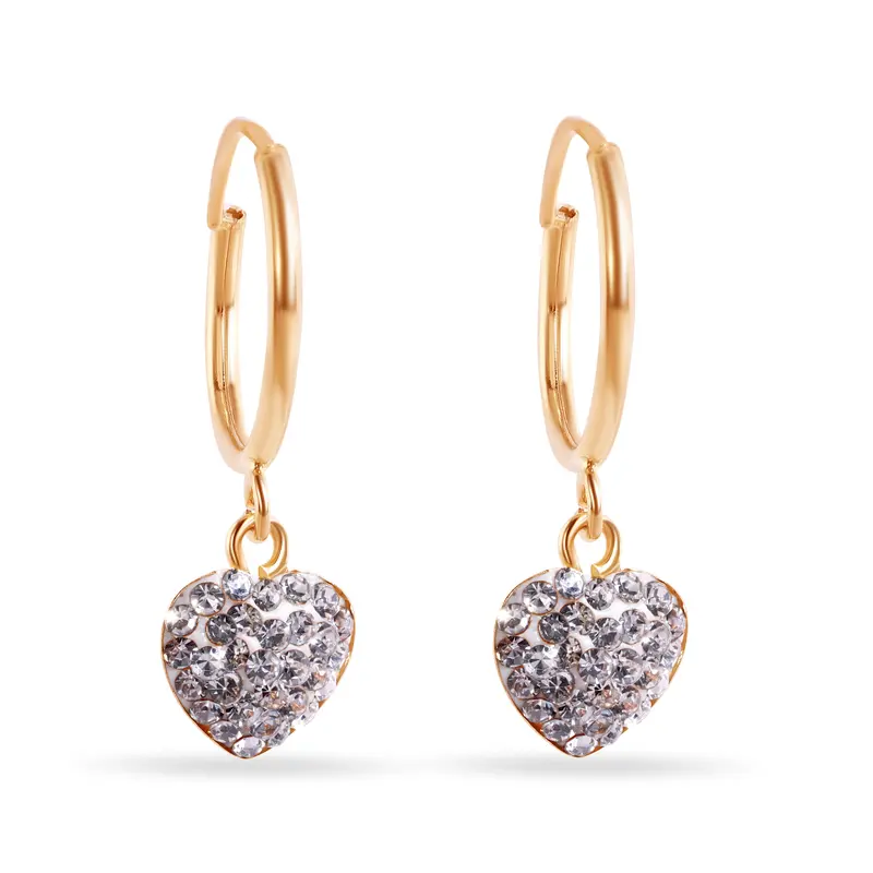 11Mm Heart-Shaped Hoop Earrings In 14K White Gold With Clear Cz Inlay 1