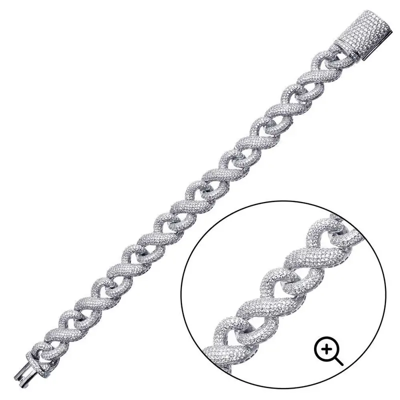 13.8Mm Miami Cuban Link Bracelet With Cubic Zirconia In Rhodium-Plated 925 Sterling Silver - Gmb00092 1