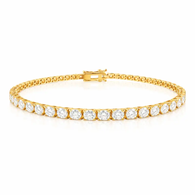 14K Yellow Gold Tennis Bracelet Featuring 8.21Ct Round Lab-Grown Diamonds (3.6Mm) – 14Lgmb00010 1