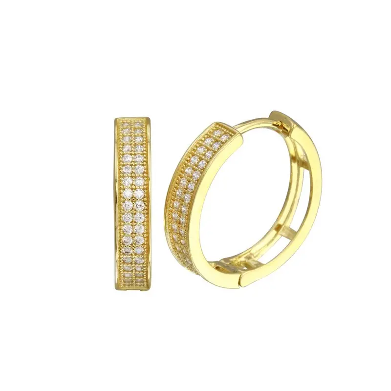 18Mm Gold-Plated Sterling Silver Micro-Pave Cz Hoop Earrings 1