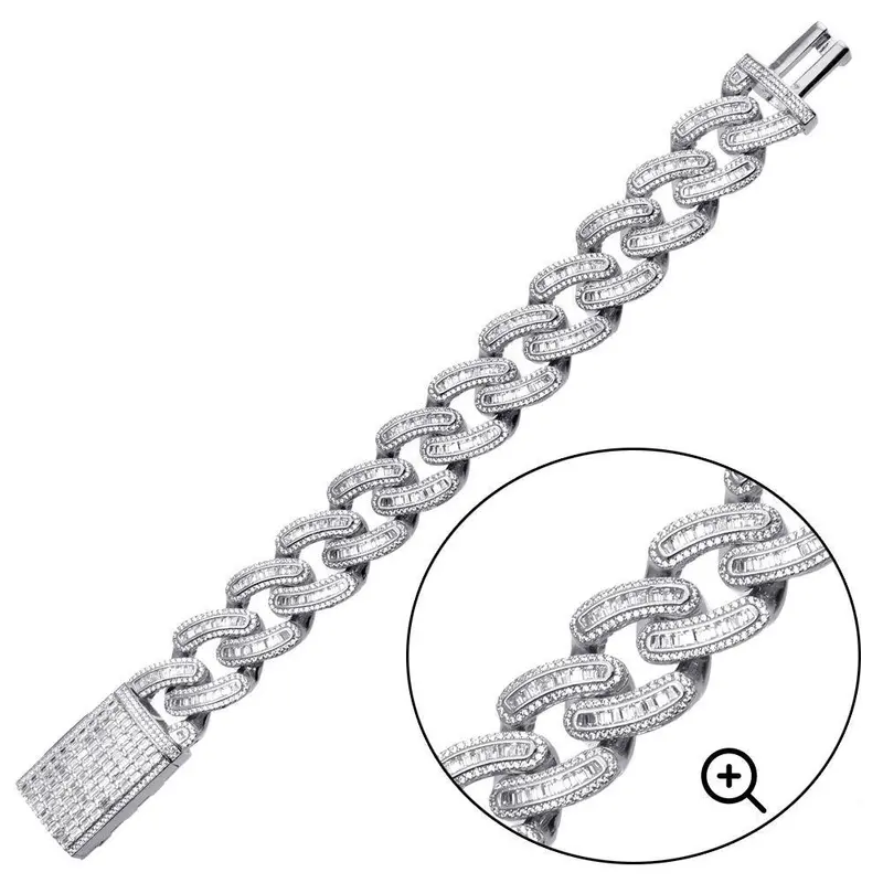 19.5Mm Miami Cuban Link Bracelet With Cubic Zirconia In Rhodium-Plated 925 Sterling Silver - Gmb00094 1