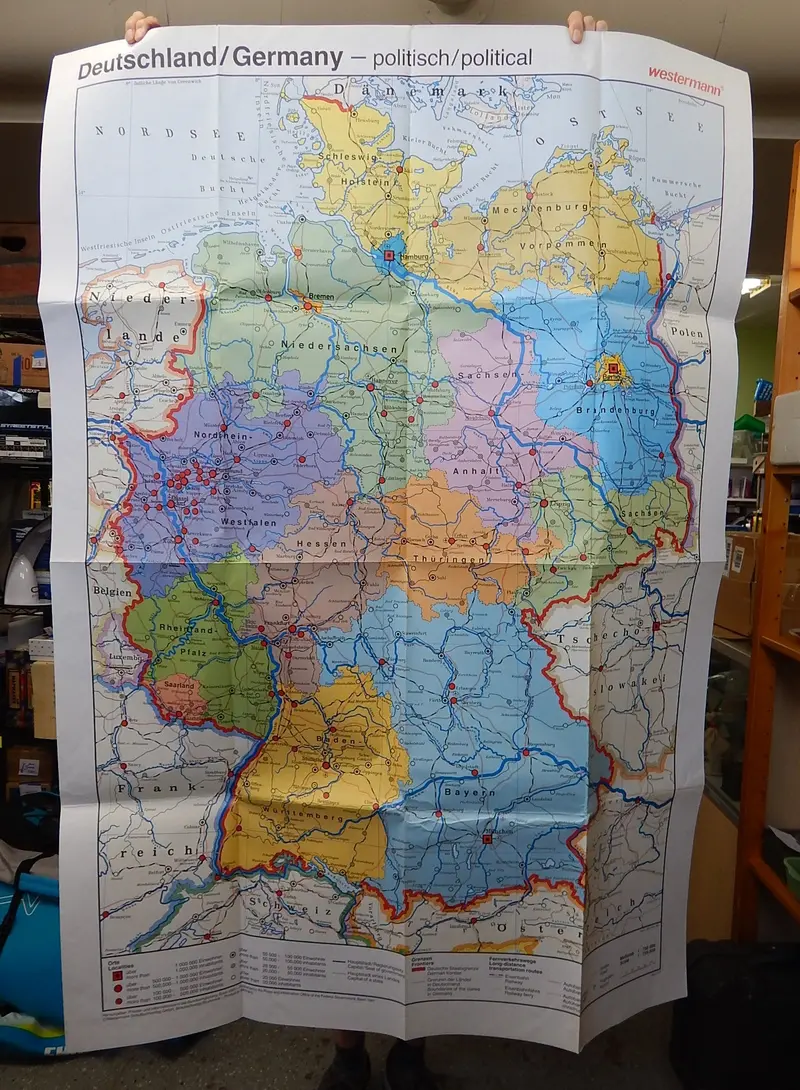 1991 Westermann Large-Scale Political Map Of Germany 1