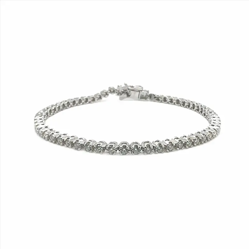 2.25Mm Round Moissanite Tennis Bracelet In Rhodium-Plated Sterling Silver - Mgmb00077 1