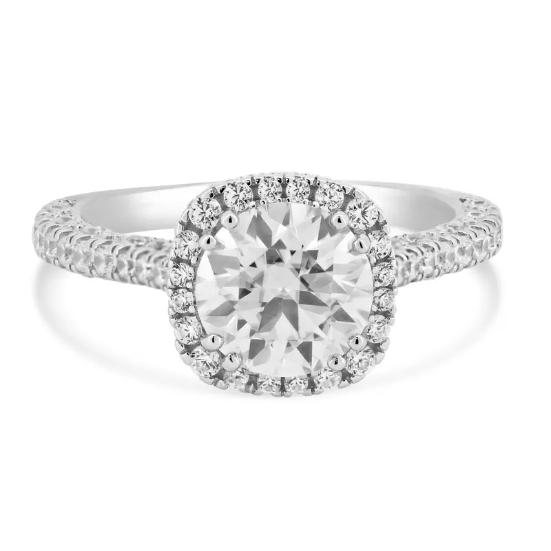 2-Carat Moissanite Engagement Ring With Cz Accent Band, Rhodium-Plated Silver - Mbgr00016 1