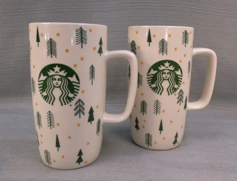 2019 Starbucks Pine Tree Design 16 Oz Mugs – Twin Set 1