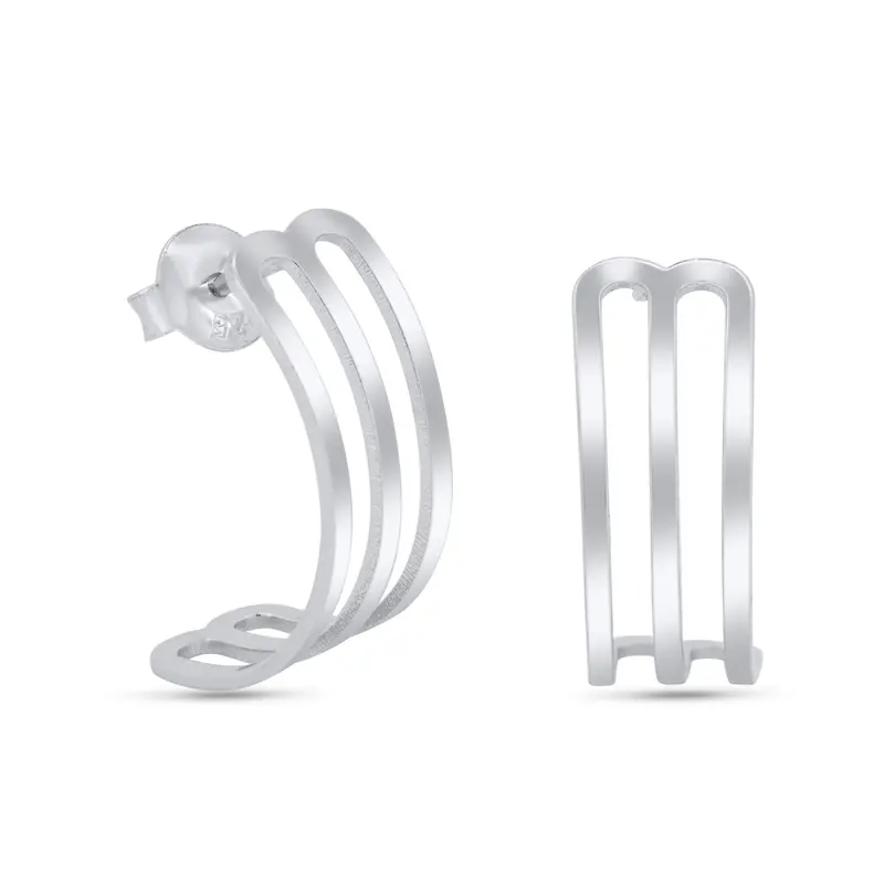 22Mm Semi-Hoop Stud Earrings In Rhodium-Plated Sterling Silver - Gme00128 1