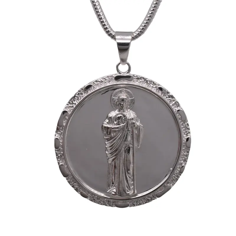 23Mm Saint Jude Round Pendant In Tarnish-Resistant 925 Sterling Silver – Dip00001 1