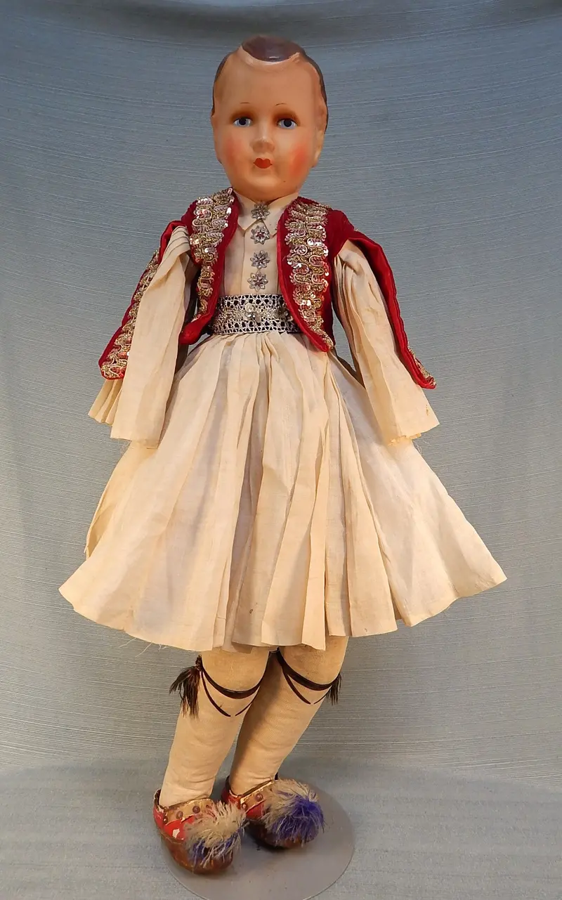 30-Inch Vintage Greek Evzone Guard Doll – Folk Costume Figure 1