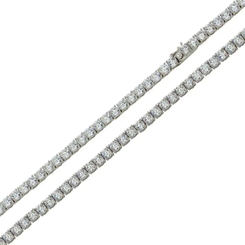 3Mm Moissanite Tennis Necklace In Rhodium-Plated 925 Sterling Silver - Mgmn00016 1