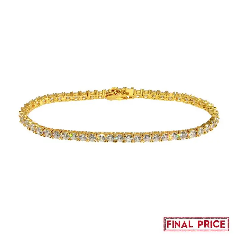 4Mm Gold-Plated Sterling Silver Tennis Bracelet With Round Cubic Zirconia 1