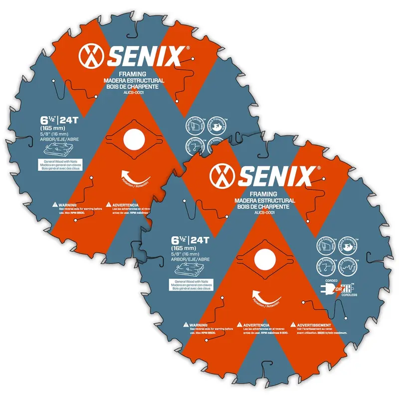 6-1/2" 24-Tooth Framing Circular Saw Blade (2-Pack) For Wood Cutting 1