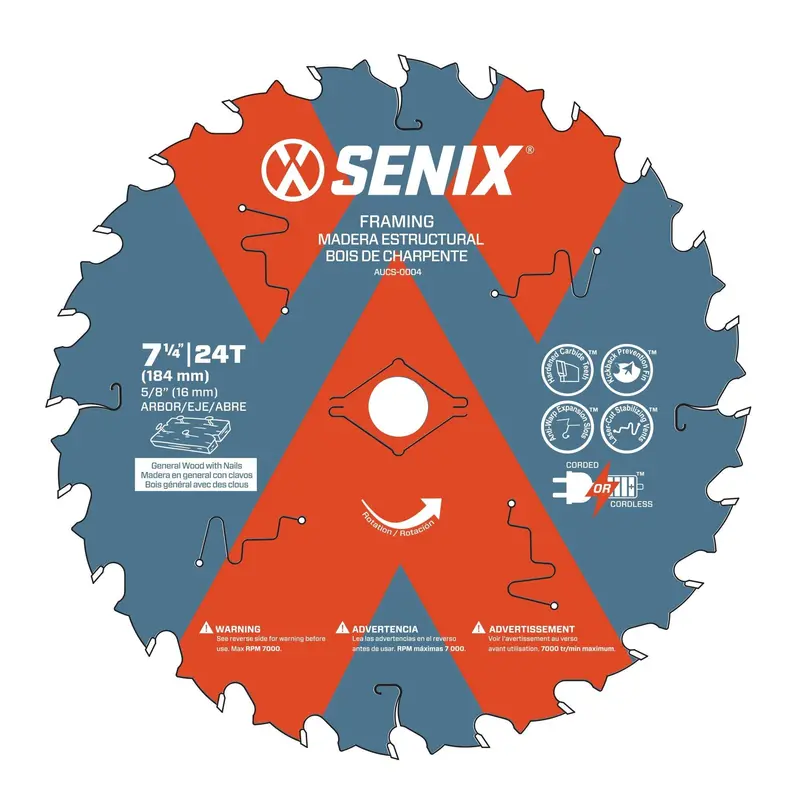 7-1/4" 24-Tooth Wood-Framing Circular Saw Blade – Single Unit 1