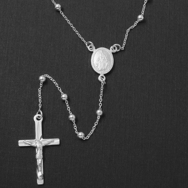 925 Sterling Silver Adjustable Rosary Necklace With High-Polish 3Mm Beads - Ros09-3Mm 1
