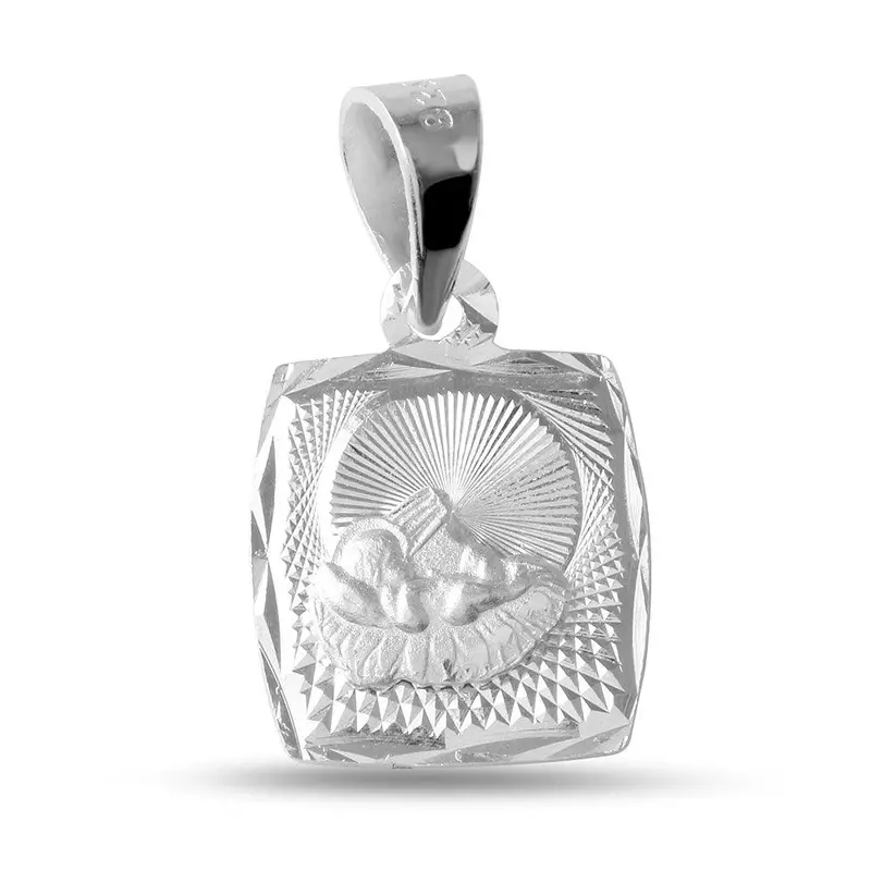 925 Sterling Silver Baptism Medallion – High-Polish Diamond-Cut Design (Jca035-7) 1