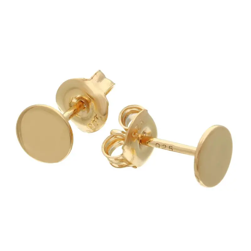 925 Sterling Silver Gold-Plated Disc Stud Earrings - Gme00077Gp 1