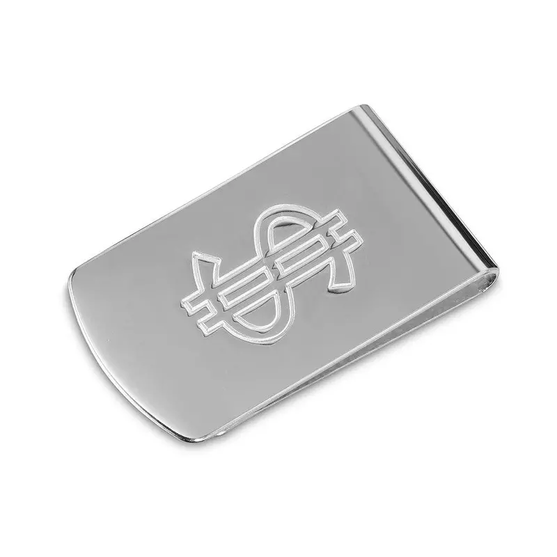 925 Sterling Silver High-Polish Money Clip Embellished With A Dollar Sign - Moneyclip8 1