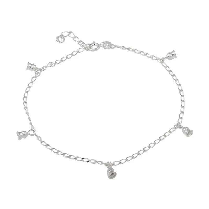 925 Sterling Silver Layered Bell Anklet With Cascading Dangles - Ank00021 1