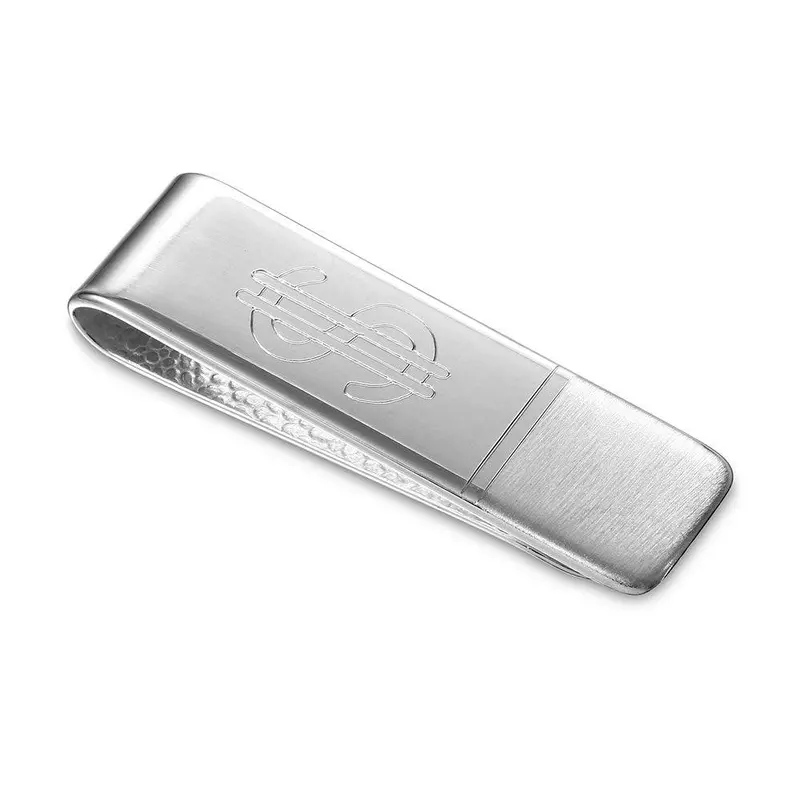925 Sterling Silver Matte-And-Polished Money Clip With Dollar Symbol Detail - Moneyclip5 1