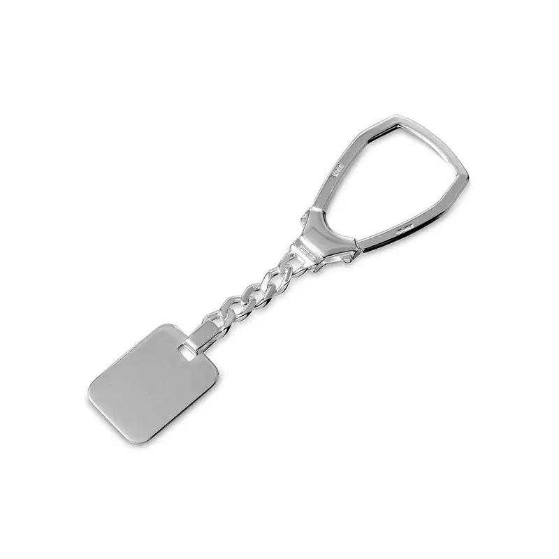 925 Sterling Silver Minimalist Rectangle Keychain With High-Polish Shine 1