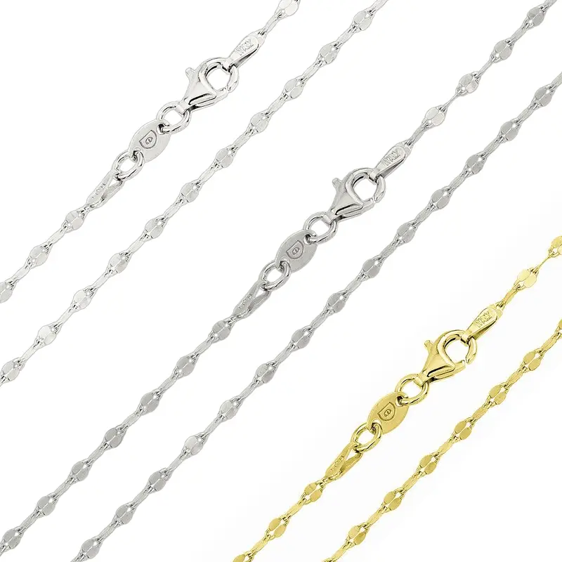 925 Sterling Silver Moka Confetti Chain – Textured Link Design 1
