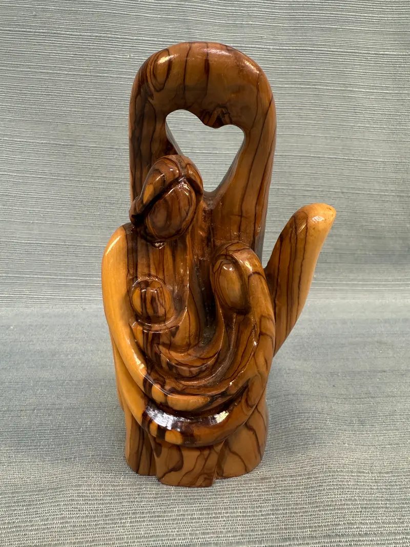 Abstract Nativity Scene Carved From Olive Wood – Handcrafted Sculpture 1