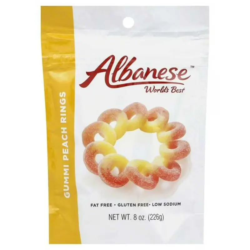Albanese Gummi Peach Rings – 8 Oz Gummy Candy Bag 1