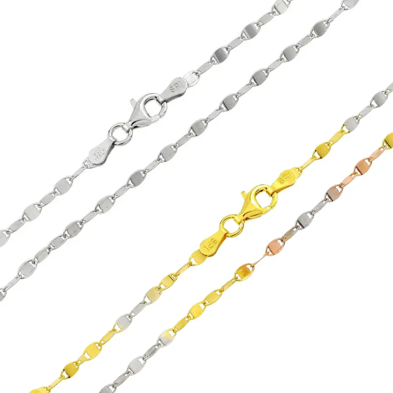 Alternating Oval Confetti Chain Crafted From 925 Sterling Silver 1