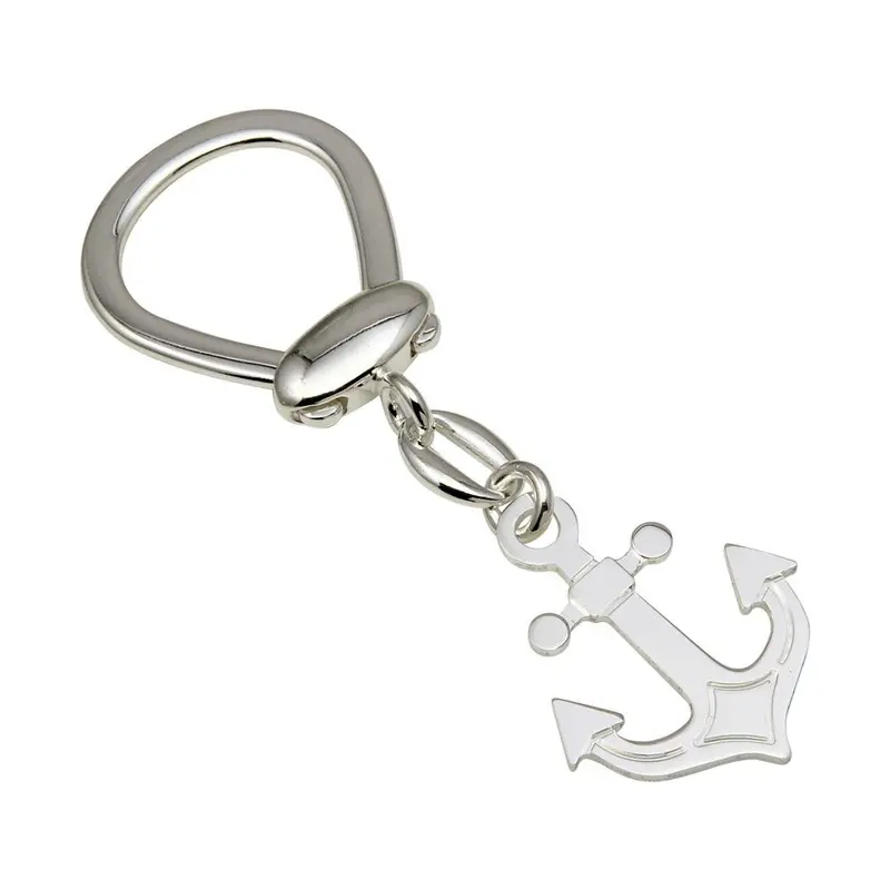 Anchor-Shaped Keychain In Rhodium-Plated Sterling Silver (925) - Keychain28 1