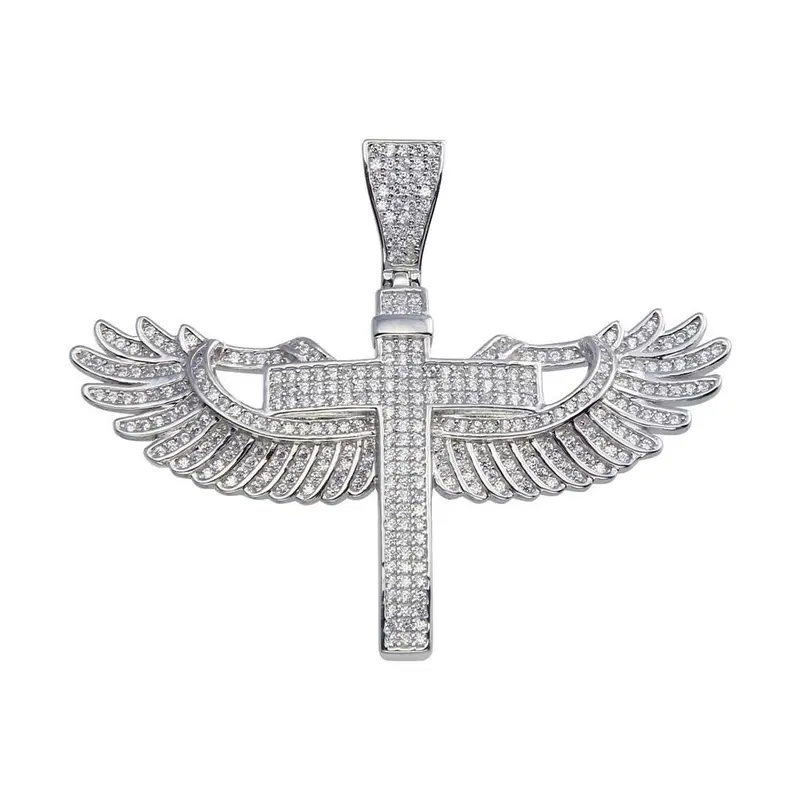 Angelic Winged Cross Pendant Featuring Cz Details – Slp00042 1