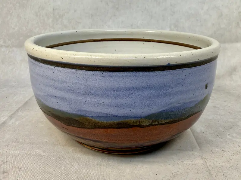 Artisan-Made Drip-Glazed 8-Inch Ceramic Bowl – Artist-Signed & Dated 1