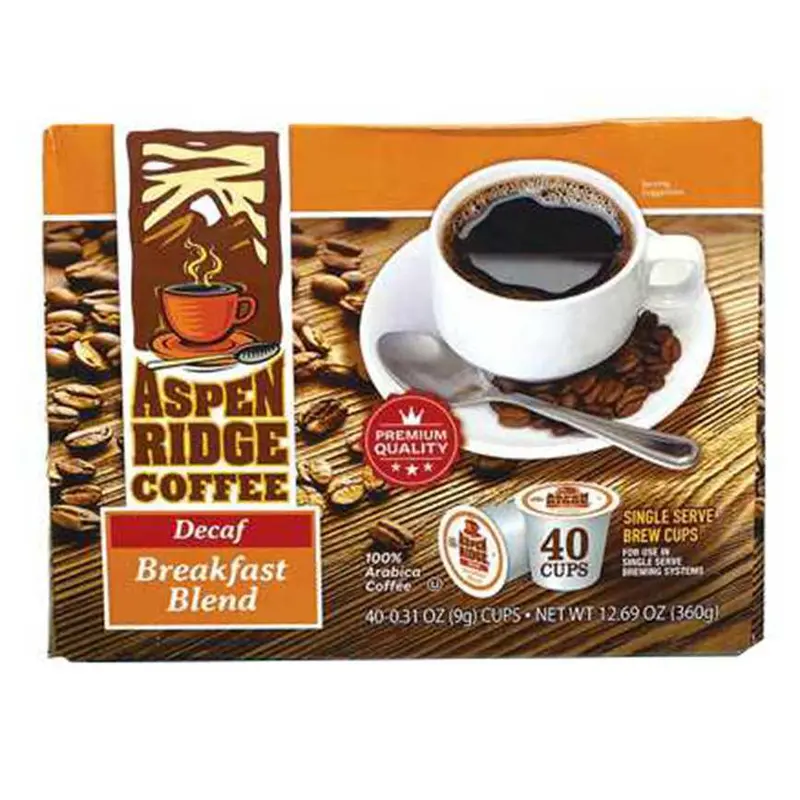 Aspen Ridge Decaffeinated Breakfast Coffee Pods – 40-Count Box 1