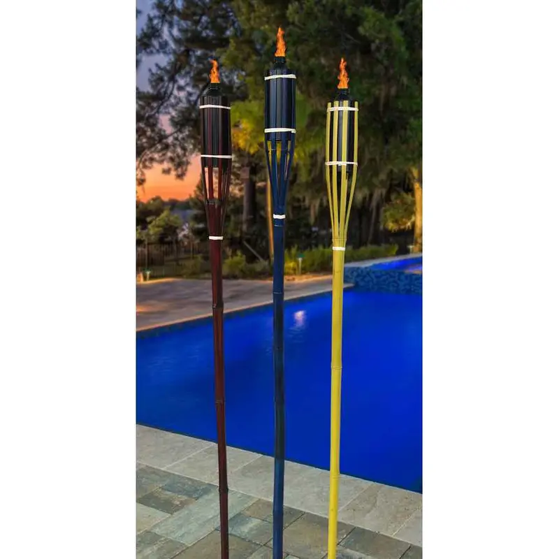Bamboo Tiki Torch – 5-Foot Tropical Outdoor Lighting 1
