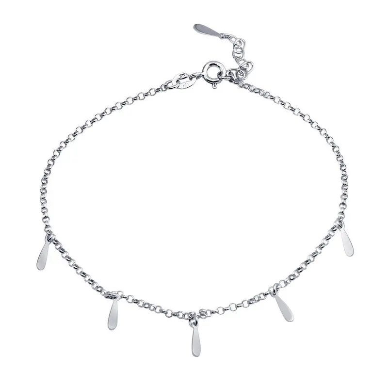 Bar Charm Anklet – Rhodium-Plated 925 Sterling Silver, Dangling Design - Soa00023 1