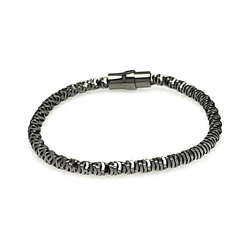 Black Rhodium-Plated Sterling Silver Italian Popcorn Chain Bracelet 1