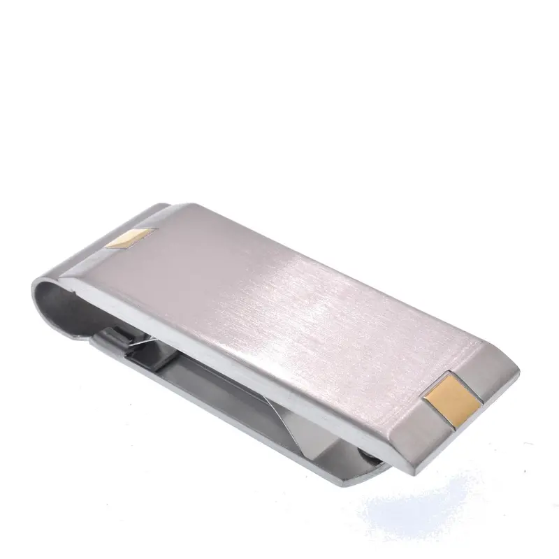 Brushed Gold-Tone Accented Money Clip (19.5 × 52 Mm) In Rhodium-Plated Stainless Steel 1
