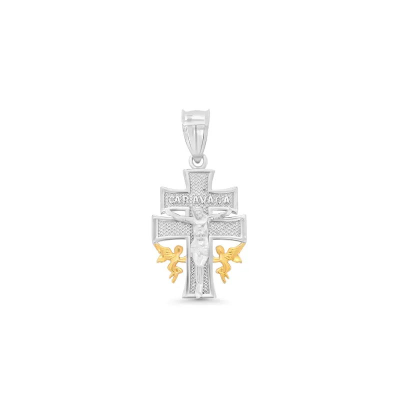 Caravaca Cross Pendant In Gold And Rhodium-Plated 925 Sterling Silver – Gmp00213 1