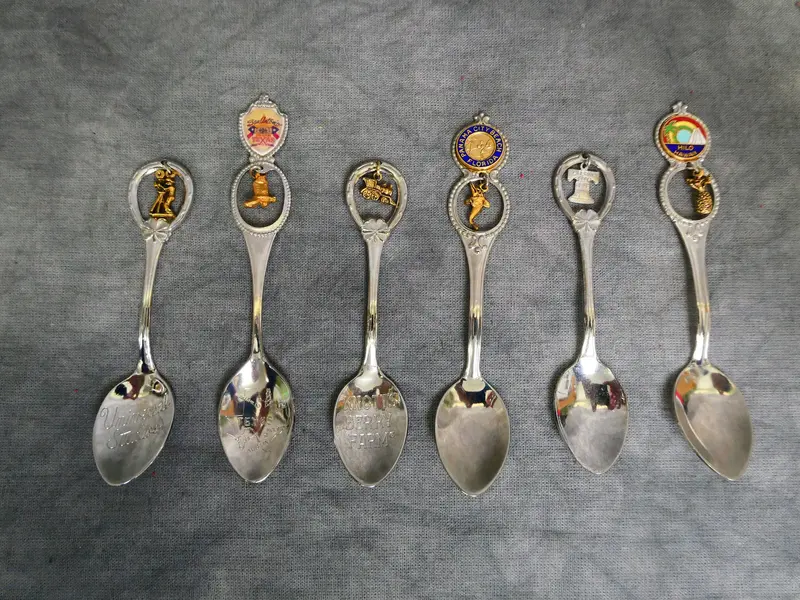 Collectible Souvenir Spoons With Jingle Charms – Assorted Set Of 6 1