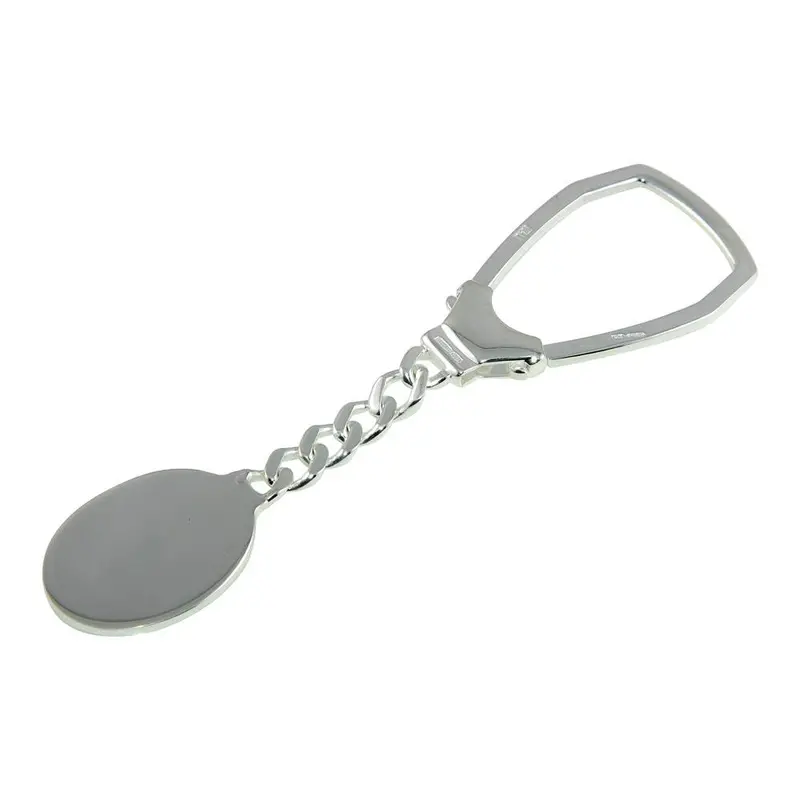 Contemporary Oval Keychain In Lustrous 925 Sterling Silver 1