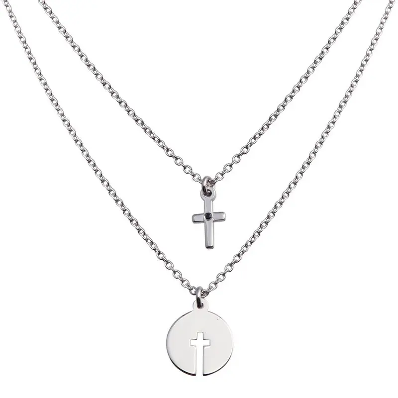 Cross And Geometric Cutout Pendant In Rhodium-Plated Sterling Silver – Contemporary Religious Jewelry Sop00153 1