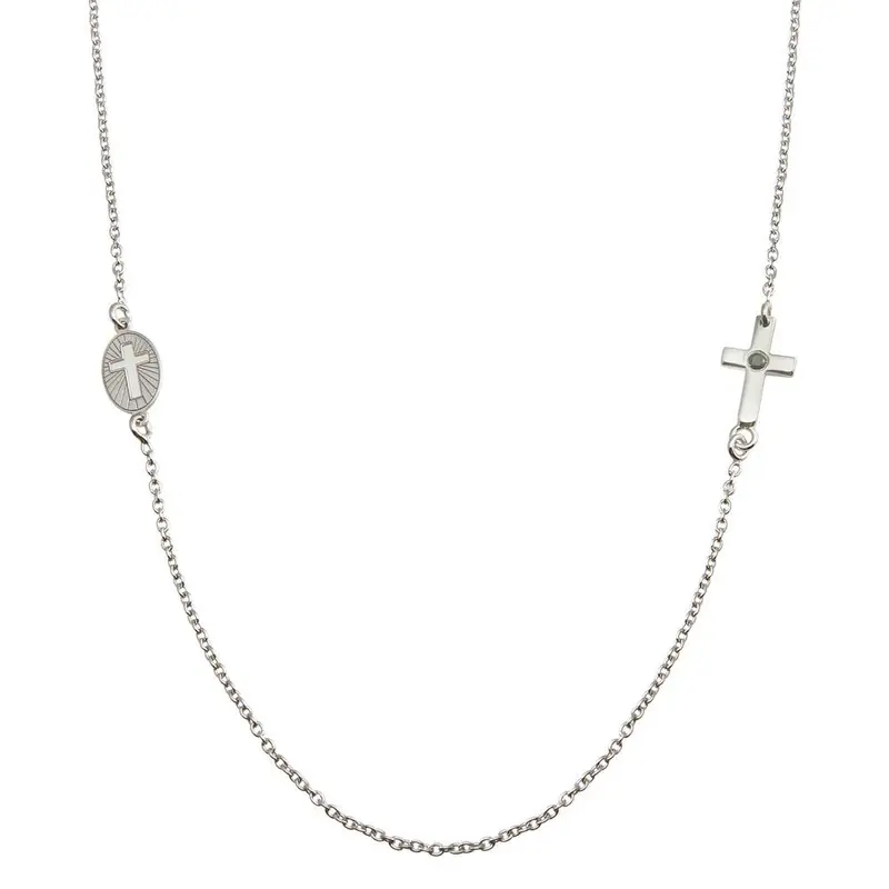 Cross And Illuminated Cutout Necklace In Rhodium-Plated Sterling Silver – Modern Faith Jewelry Sop00154 1