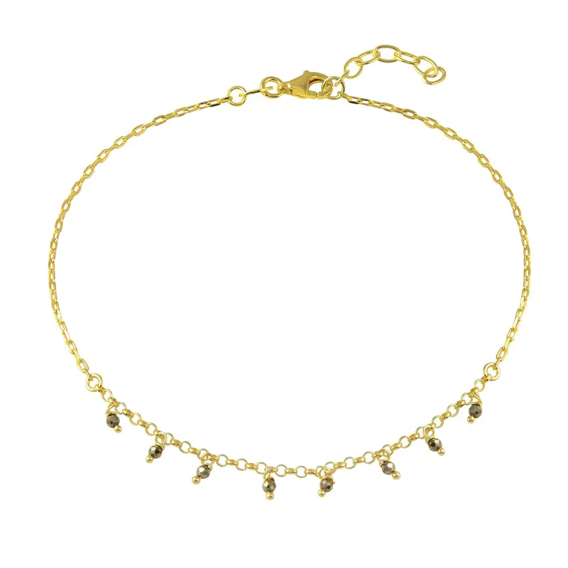 Cubic Zirconia Accent Anklet In Gold-Plated Sterling Silver - Soa00020 1