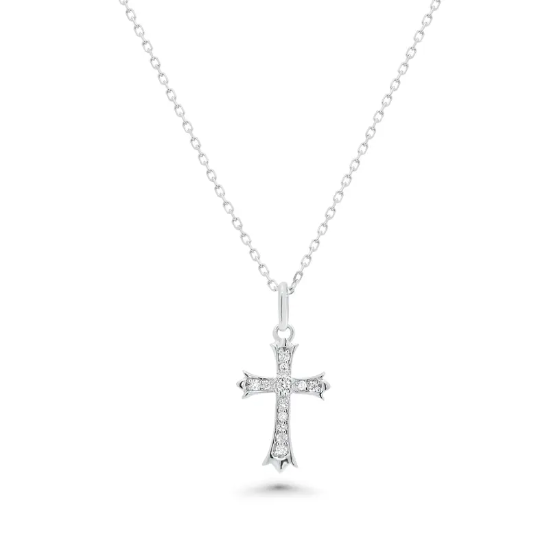 Delicate Cross Necklace Set With Lab-Grown Diamonds, Rhodium-Plated Sterling Silver – Lgmn00015 1