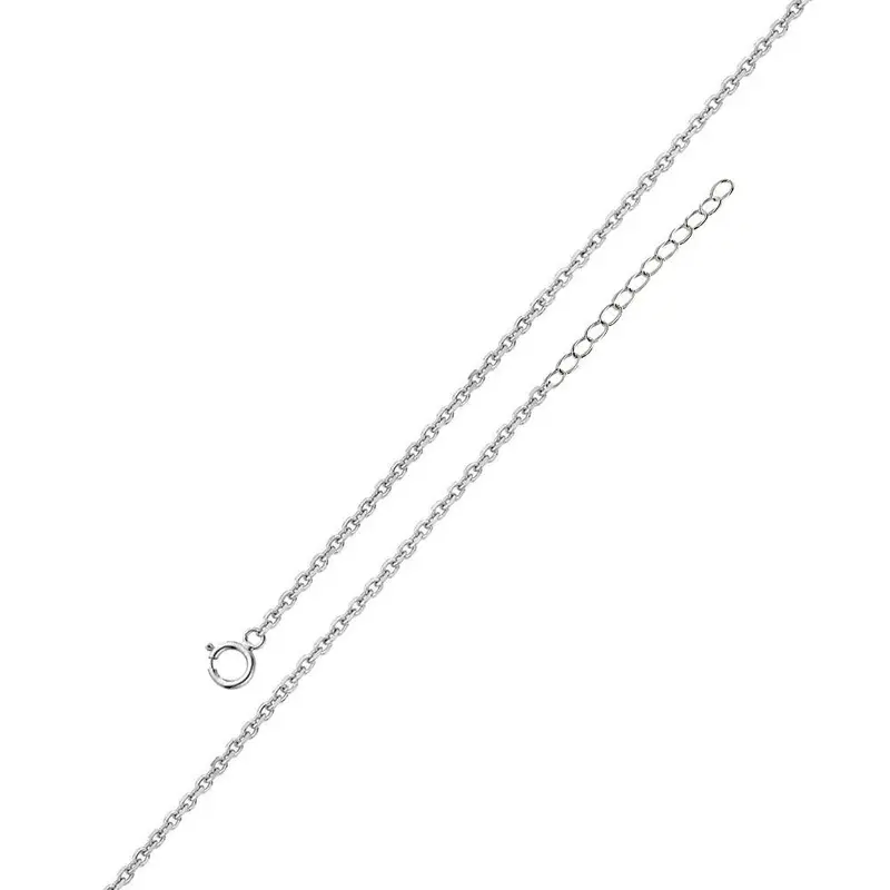 Delicate Rhodium-Plated Sterling Silver Extension Chain (1.2Mm) With Spring Closure - S025Rh-Spring 1