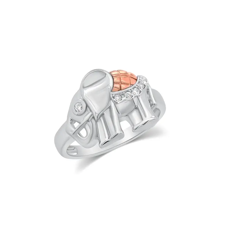 Detailed Elephant-Shaped Ring With Two-Tone Finish And High-Shine Polish 1