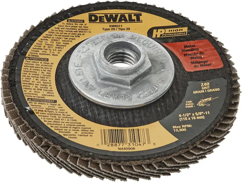 Dewalt 4-1/2" Zirconia-Alumina Flap Disc, 36 Grit, 5-Pack 1