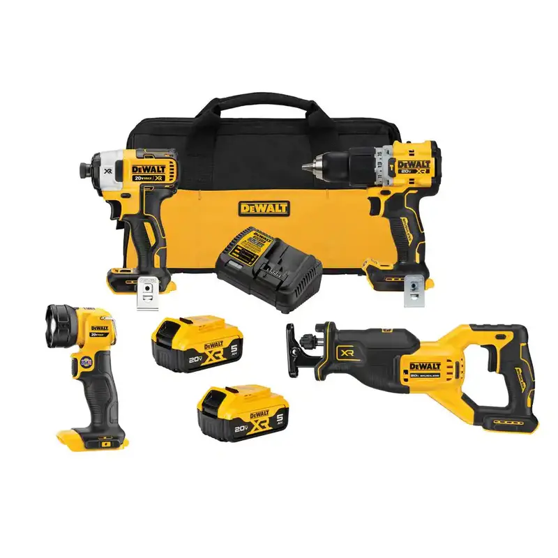 Dewalt Dck449P2 20V Max Xr 4-Tool Brushless Combo Kit – Includes 5.0Ah Batteries & Charger 1