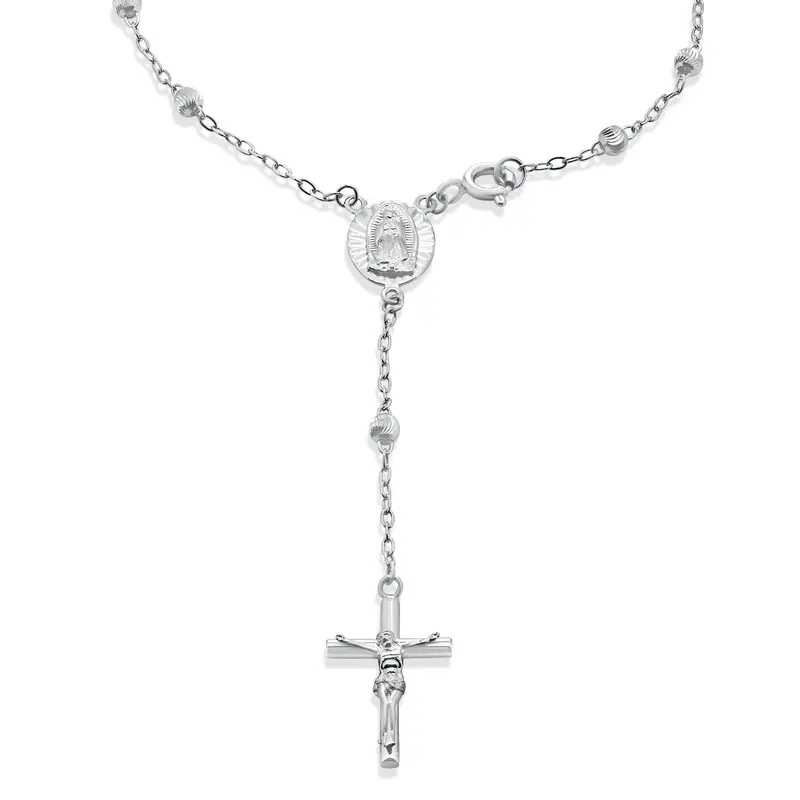 Diamond-Cut Rosary Bracelet In Rhodium-Plated 925 Sterling Silver 1