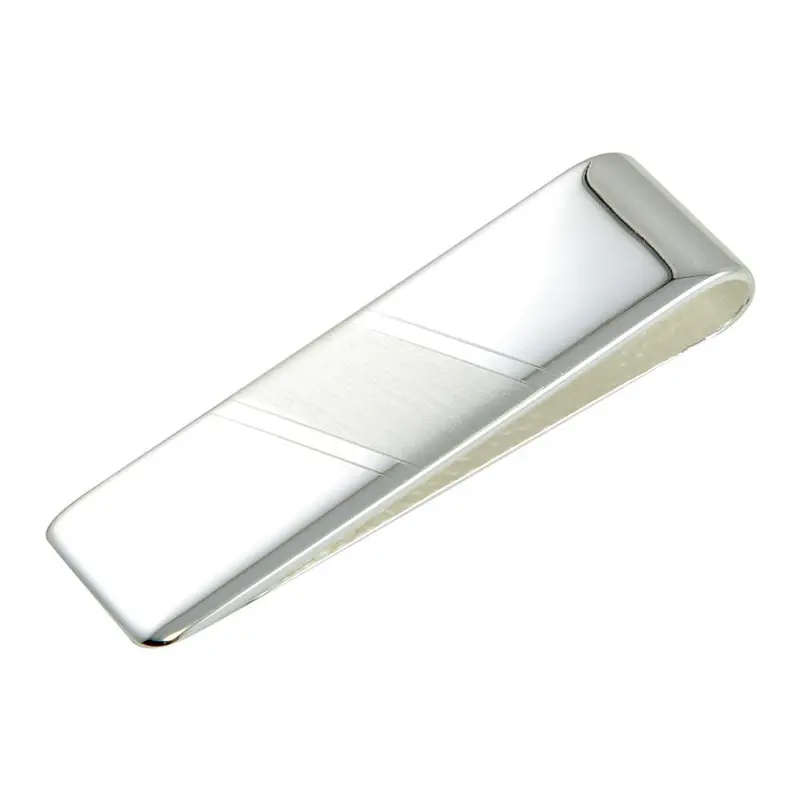 Dual-Finish 925 Sterling Silver Money Clip With Matte And Polished Contrast – Moneyclip14 1
